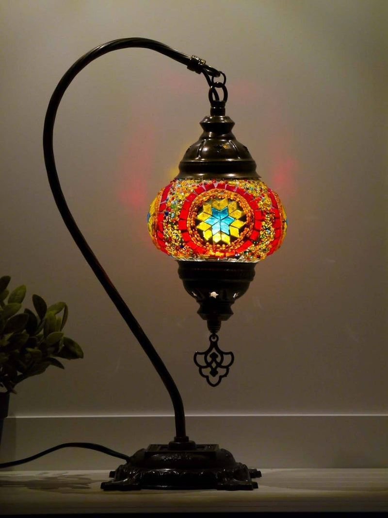 Turkish Teapot Mosaic Lamp Colourful Star Beads Orange 1