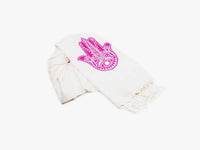 Turkish Towel  Cotton Hamsa Hand Pink