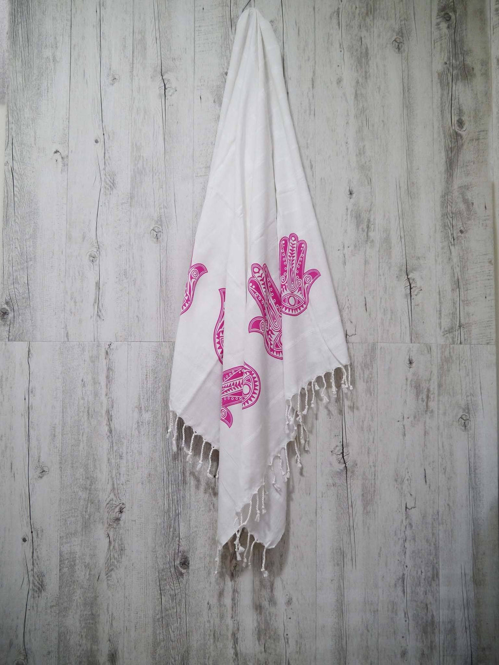 Turkish Towel  Hamsa Hand Print  Pink