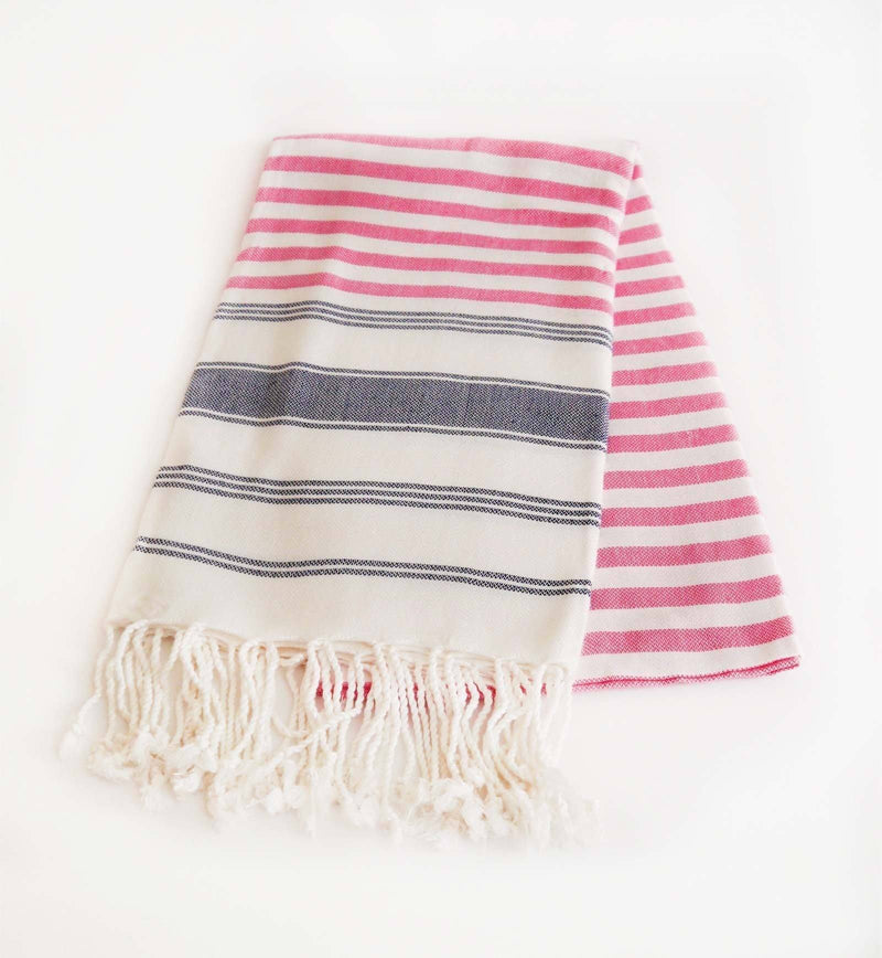Turkish Towels St Tropez Collection Navy & Pink