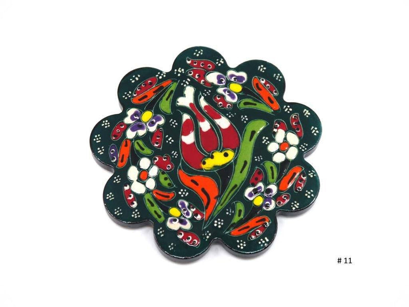 Turkish Coasters Flower Collection Green