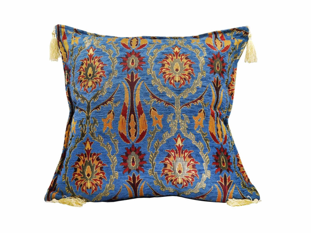 Turkish Cushion Cover Ottoman Flower Blue