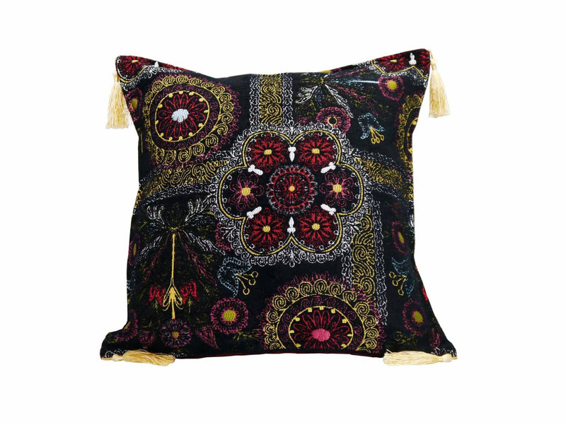 Turkish Cushion Cover Suzani Black