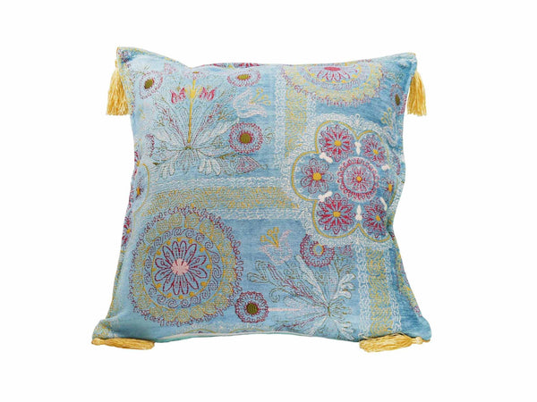 Turkish Cushion Cover Suzani Light Turquoise