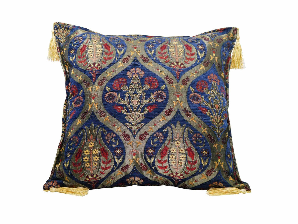 Turkish Cushion Cover Tulip Carnation Blue