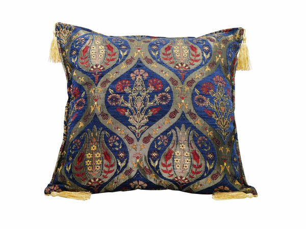 Turkish Cushion Cover Tulip Carnation Blue