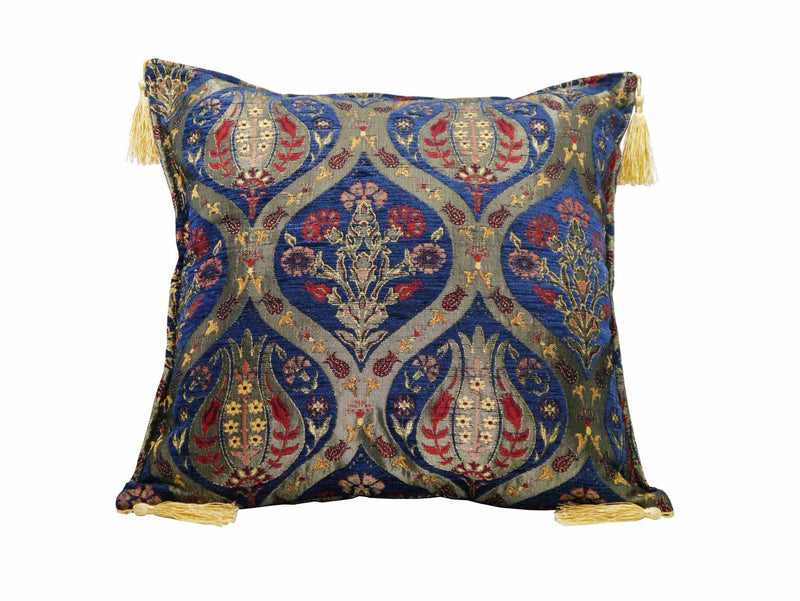 Turkish Cushion Cover Tulip Carnation Blue