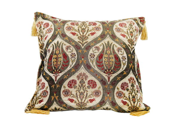 Turkish Cushion Cover Tulip Carnation Beige