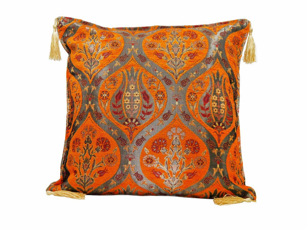 Turkish Cushion Cover Tulip Carnation Orange