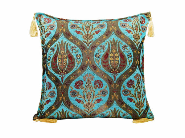 Turkish Cushion Cover Tulip Carnation Turquoise