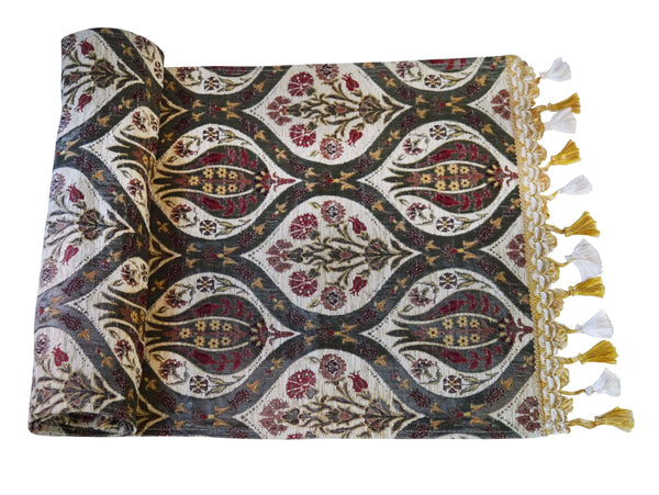 Turkish Table Runner Tulip Carnation Beige