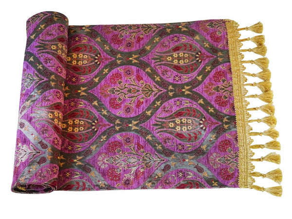 Turkish Table Runner Tulip Carnation Purple