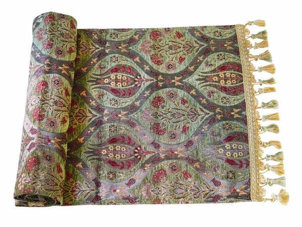 Turkish Table Runner Tulip Carnation Green