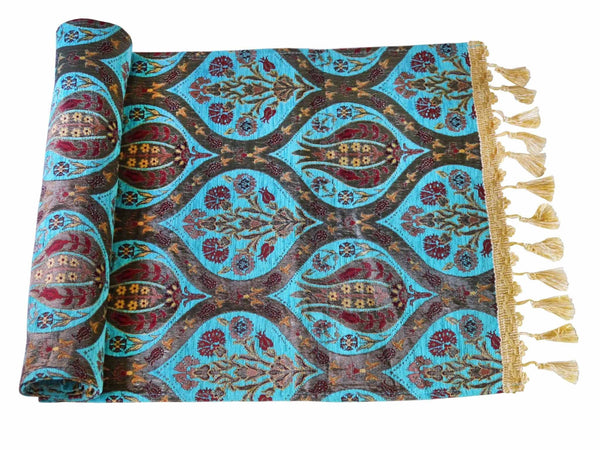 Turkish Table Runner Tulip Carnation Turquoise