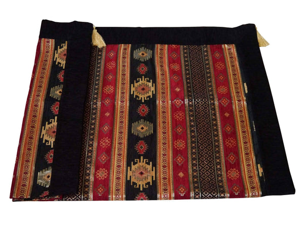 Turkish tablecloth aztec black red