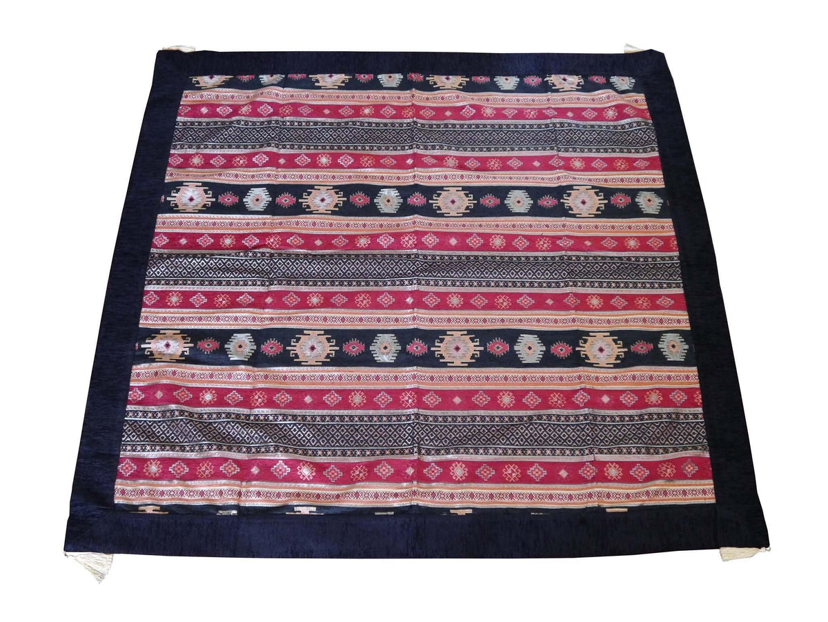 Turkish Tablecloth Aztec, Black Red