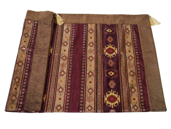Turkish tablecloth aztec brown maroon