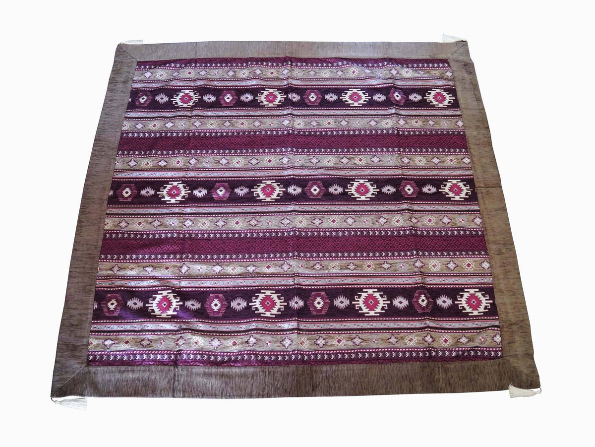 Turkish Tablecloth Aztec, Brown Maroon