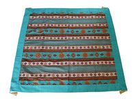 Turkish Tablecloth Aztec Turquoise White