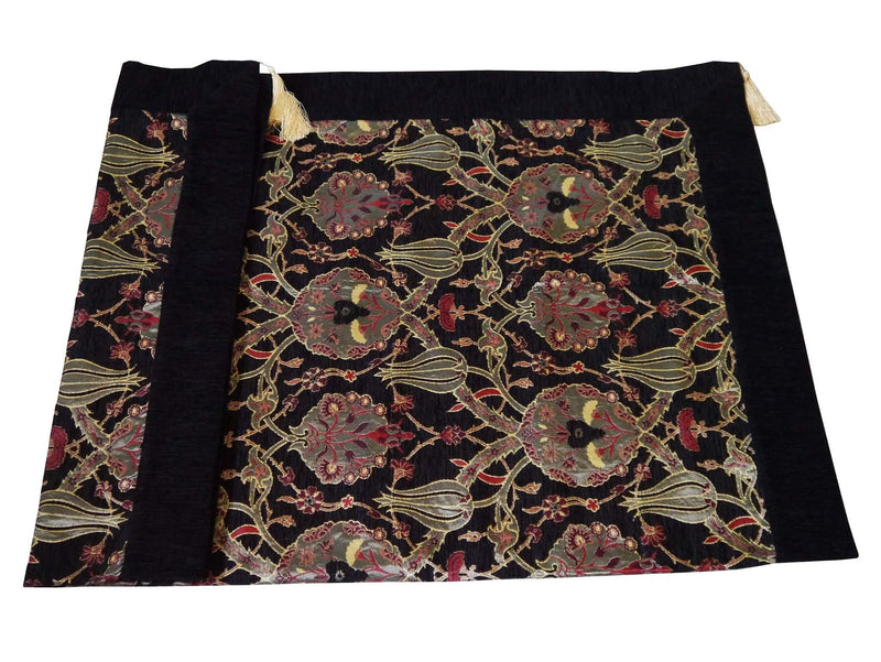 Turkish tablecloth flower pattern black