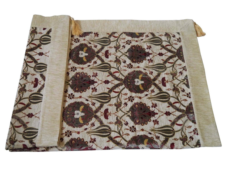 Turkish tablecloth flower pattern beige cream
