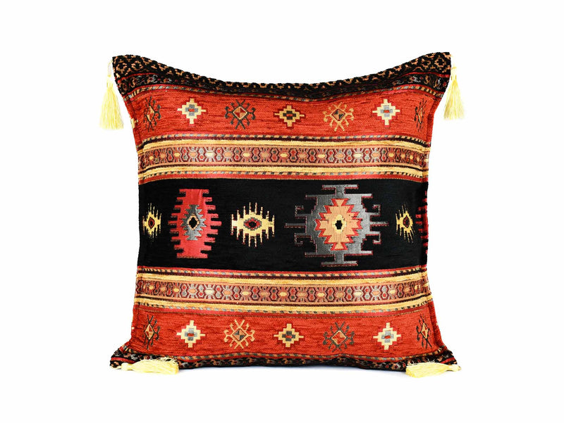 turkish cushion cover aztec rusty black