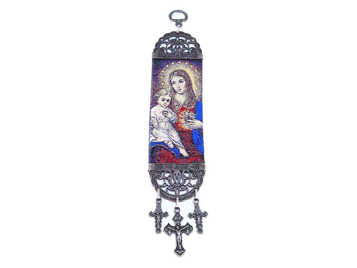 Christian Tapestry of the Sacred Hearts of Madonna and Child.