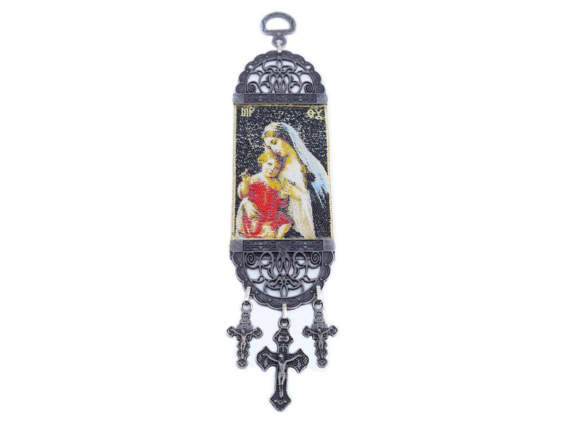 Woven Religious Tapestry Mother Mary and Baby Jesus