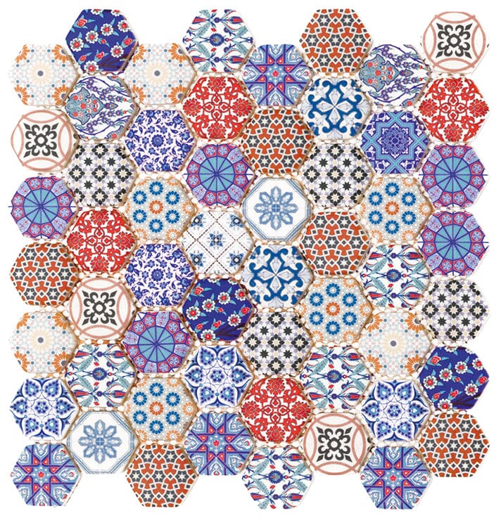 Azura Multicoloured Hexagon Mosaic Tile Mosaic Tile Sydney Grand Bazaar 