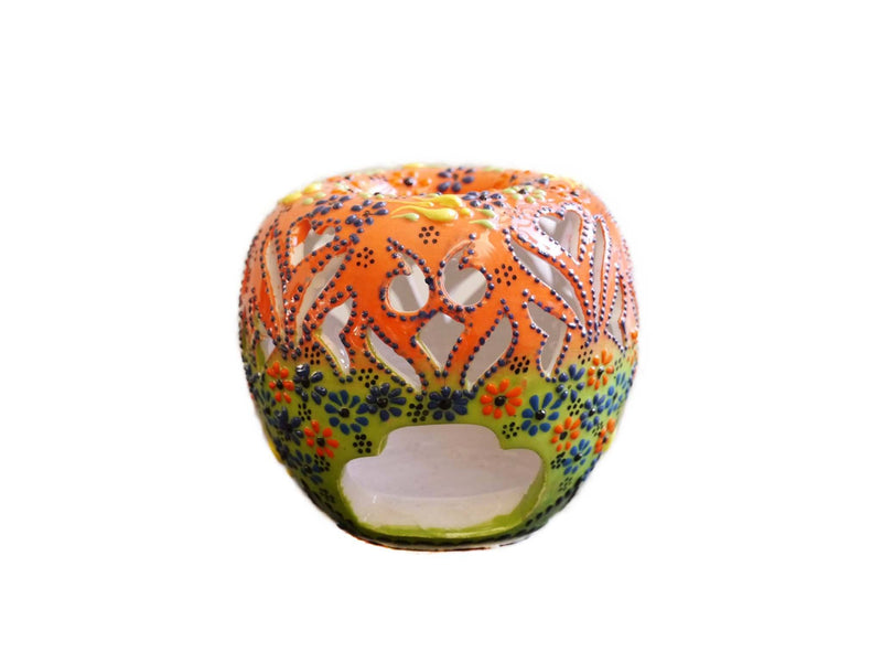Candle Holder Orange Light Green