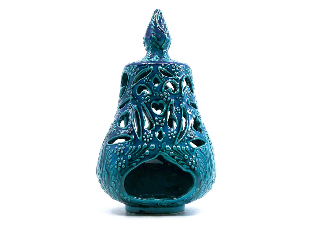 Turkish Ceramic Candle Holder Long Turquoise Green