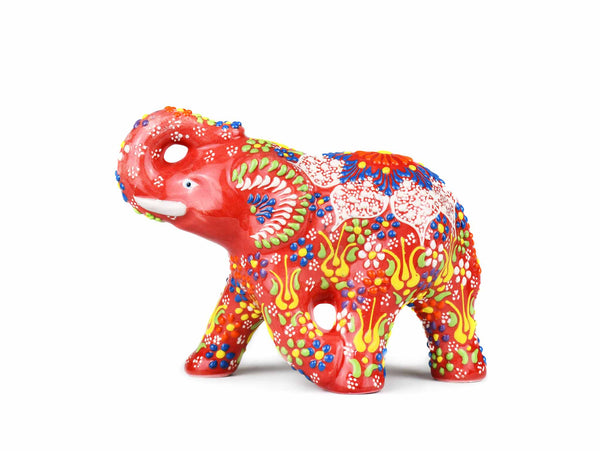 Ceramic Decorative Elephant Medium Red Ceramic Sydney Grand Bazaar 