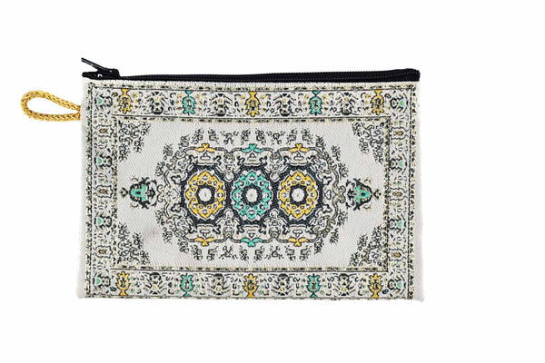 Coin Pouch Carpet Pattern Cream White Textile Sydney Grand Bazaar 