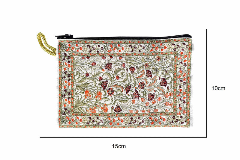 Coin Pouch Carpet Pattern Flower White Textile Sydney Grand Bazaar 