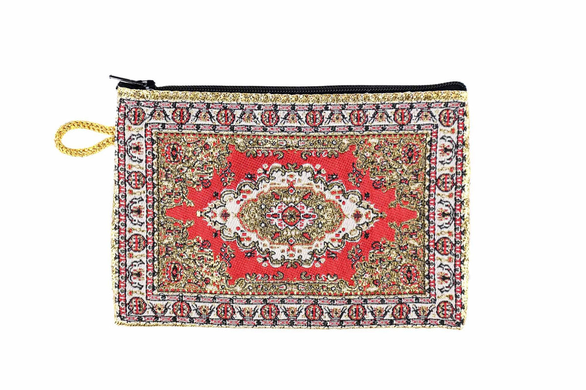 Coin Pouch Carpet Pattern Gold Red Textile Sydney Grand Bazaar 