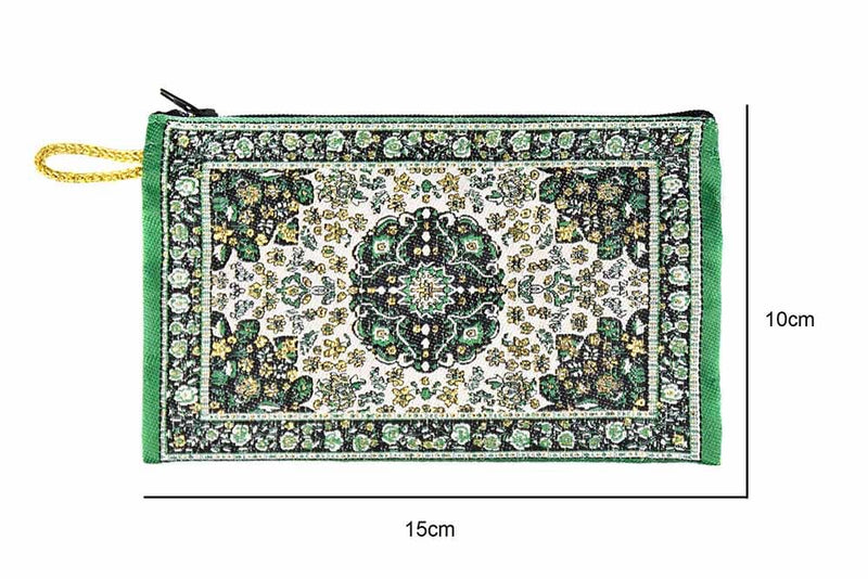 Coin Pouch Carpet Pattern Green Black Textile Sydney Grand Bazaar 