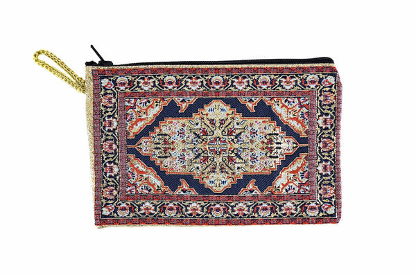 Coin Pouch Carpet Pattern Navy Red Textile Sydney Grand Bazaar 