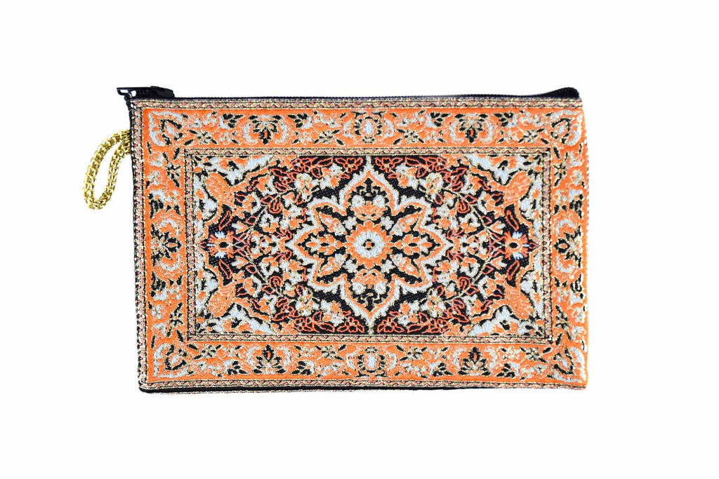 Coin Pouch Carpet Pattern Orange Black Textile Sydney Grand Bazaar 
