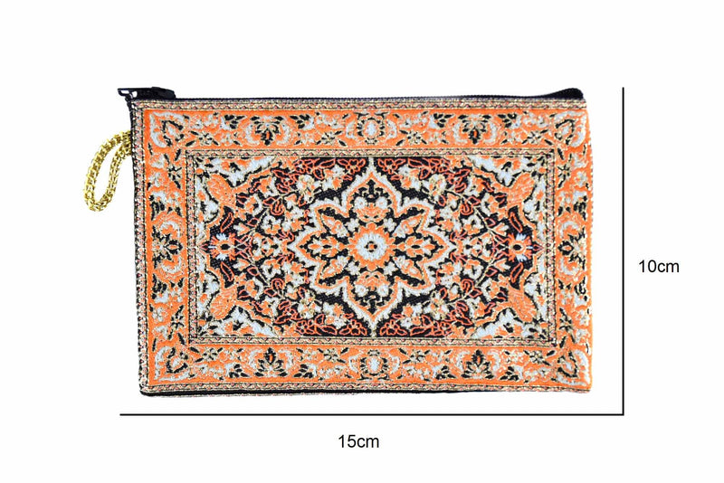 Coin Pouch Carpet Pattern Orange Black Textile Sydney Grand Bazaar 