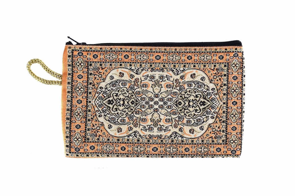 Coin Pouch Carpet Pattern Orange White Textile Sydney Grand Bazaar 