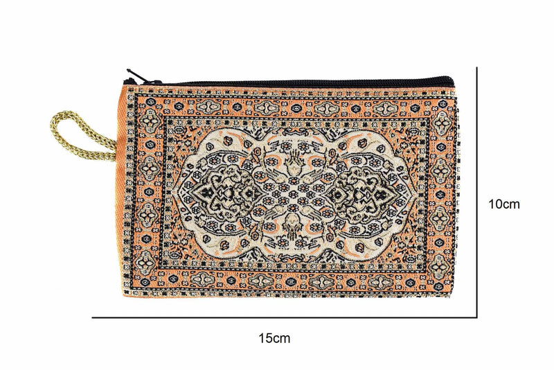 Coin Pouch Carpet Pattern Orange White Textile Sydney Grand Bazaar 