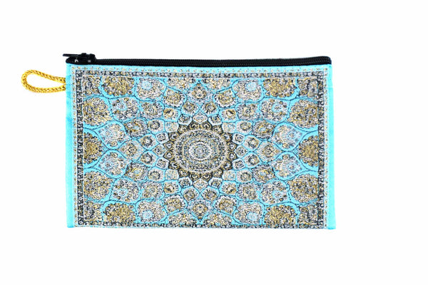 Coin Pouch Carpet Pattern Turquoise Design 1 Textile Sydney Grand Bazaar 