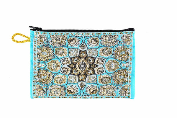 Coin Pouch Carpet Pattern Turquoise Design 2 Textile Sydney Grand Bazaar 