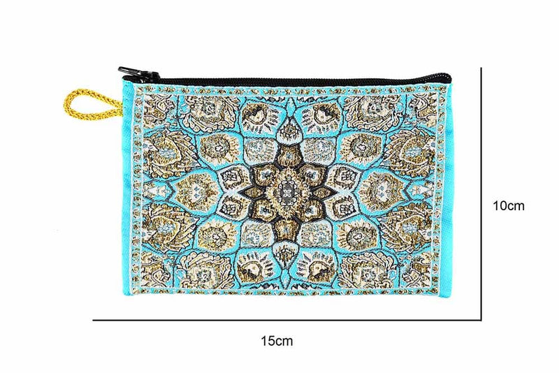Coin Pouch Carpet Pattern Turquoise Design 2 Textile Sydney Grand Bazaar 