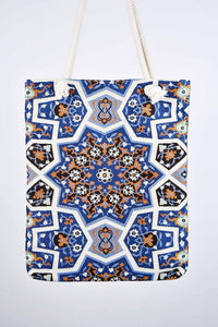 Cotton Tote Bag Multicoloured Blue Textile Sydney Grand Bazaar 
