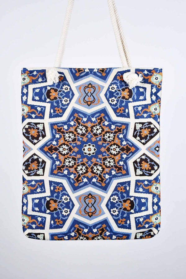 Cotton Tote Bag Multicoloured Blue Textile Sydney Grand Bazaar 
