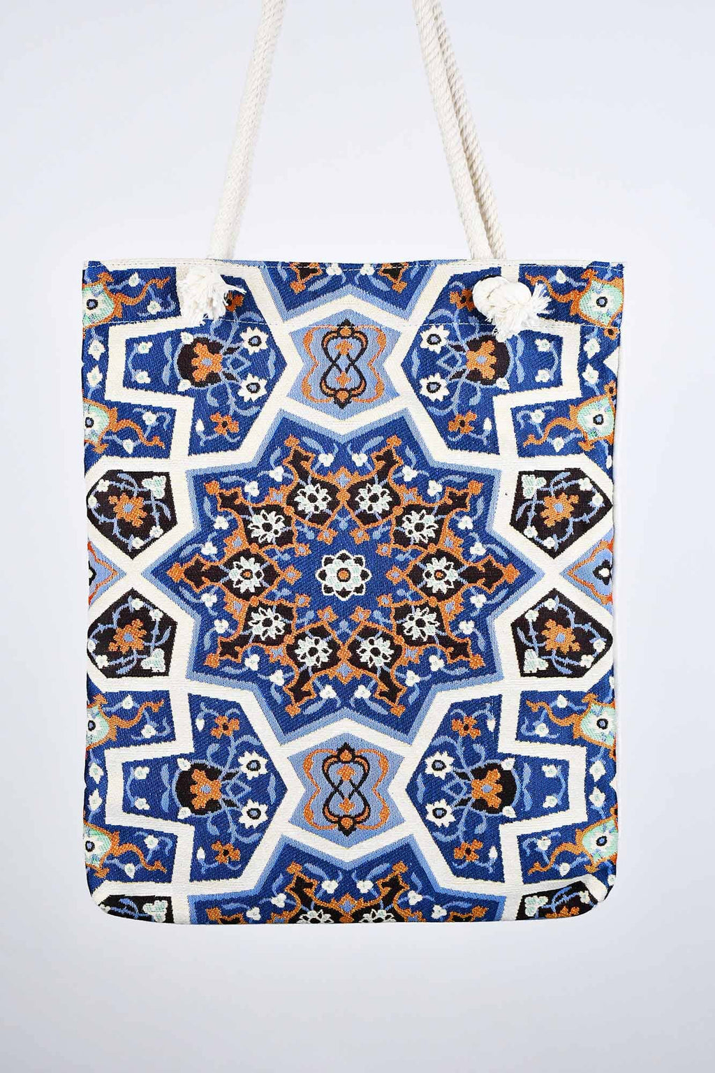 Cotton Tote Bag Multicoloured Blue Textile Sydney Grand Bazaar 