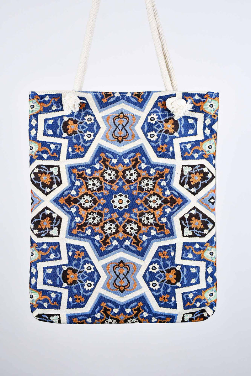 Turkish Handbag Tote Flower Light Blue