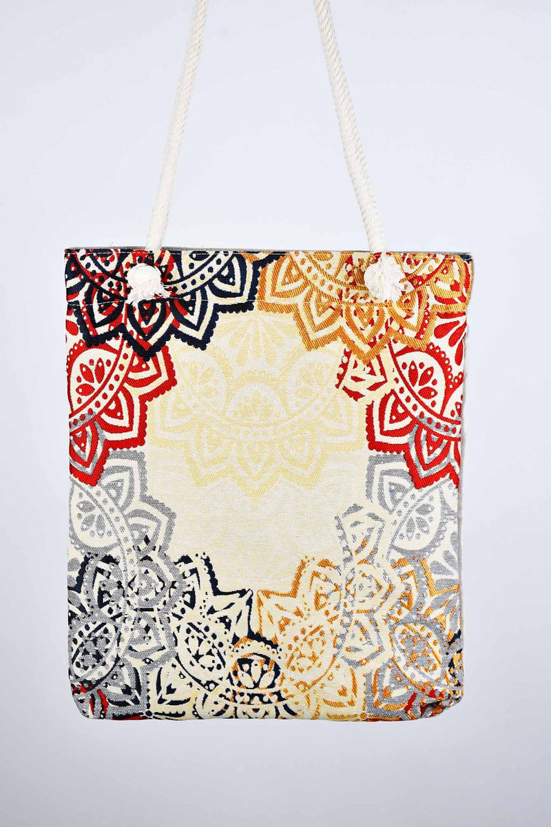 Cotton Tote Bag Multicoloured Cream Textile Sydney Grand Bazaar 