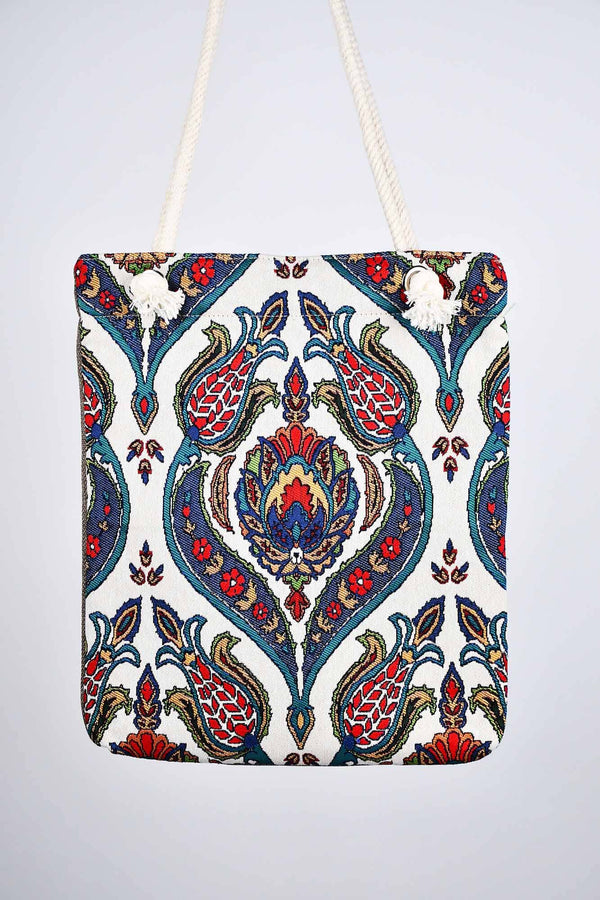 Cotton Tote Bag Multicoloured Tulip Design 2 Textile Sydney Grand Bazaar 